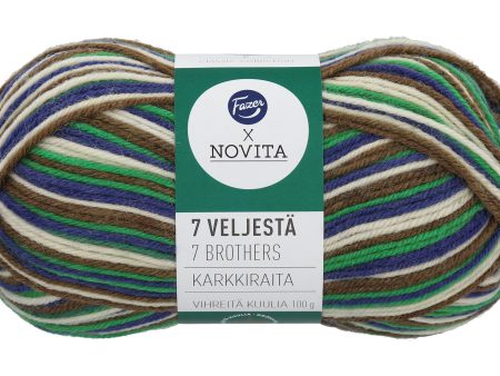 Lanka Novita 7 Veljestä 100g 9031 Karkkiraita Vihreitä kuulia For Discount