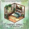 Pocket Room Cozy Interiors Coloring Book For Adults: Large Print Stress Relief Colouring Pages Presenting Tiny, Adorable And Peaceful Spaces With Flow For Sale