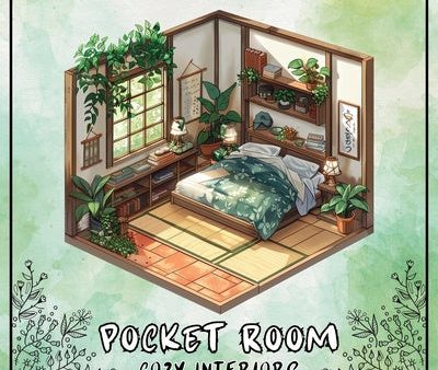 Pocket Room Cozy Interiors Coloring Book For Adults: Large Print Stress Relief Colouring Pages Presenting Tiny, Adorable And Peaceful Spaces With Flow For Sale